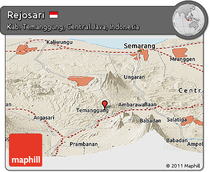 Shaded Relief Panoramic Map of Rejosari
