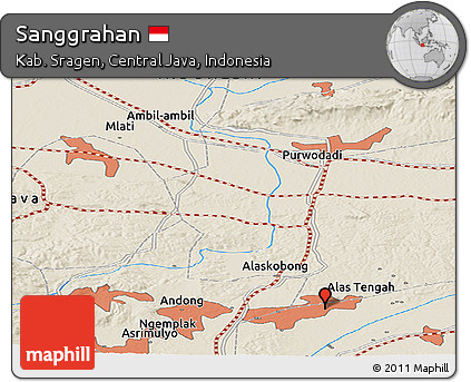Shaded Relief Panoramic Map of Sanggrahan