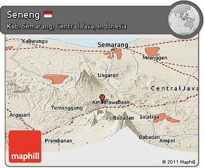 Shaded Relief Panoramic Map of Seneng