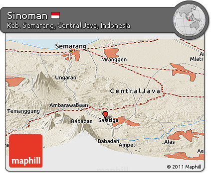 Shaded Relief Panoramic Map of Sinoman
