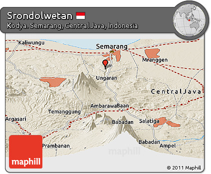 Shaded Relief Panoramic Map of Srondolwetan
