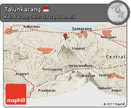 Shaded Relief Panoramic Map of Talunkacang