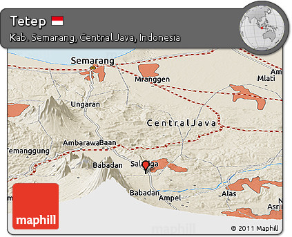 Shaded Relief Panoramic Map of Tetep