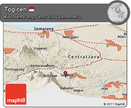 Shaded Relief Panoramic Map of Togiten
