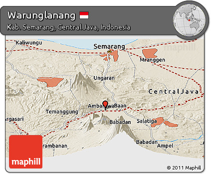 Shaded Relief Panoramic Map of Warunglanang