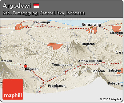 Shaded Relief Panoramic Map of Argodewi