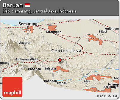 Shaded Relief Panoramic Map of Baruan
