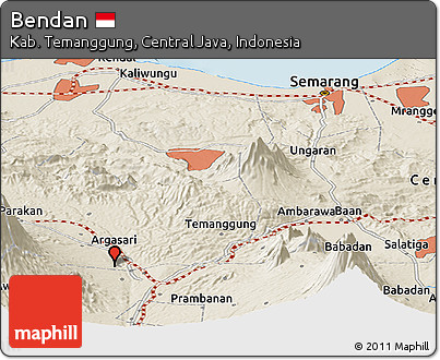 Shaded Relief Panoramic Map of Bendan