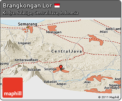 Shaded Relief Panoramic Map of Brangkongan Lor