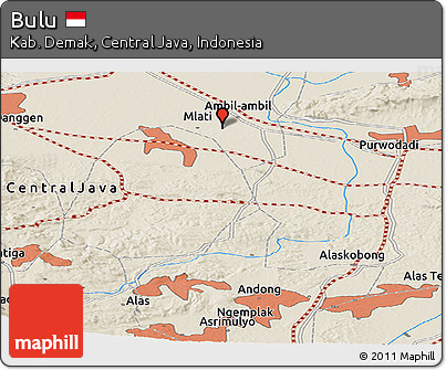 Shaded Relief Panoramic Map of Bulu