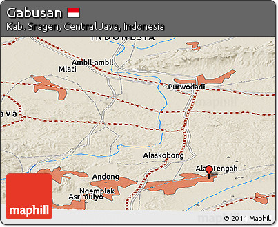 Shaded Relief Panoramic Map of Gabusan