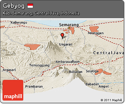 Shaded Relief Panoramic Map of Gebyog