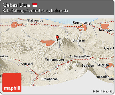Shaded Relief Panoramic Map of Getas Dua
