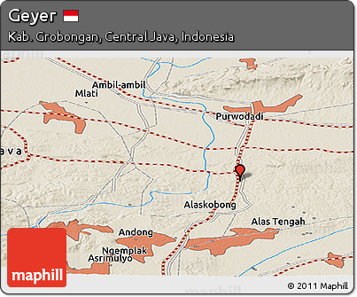 Shaded Relief Panoramic Map of Geyer