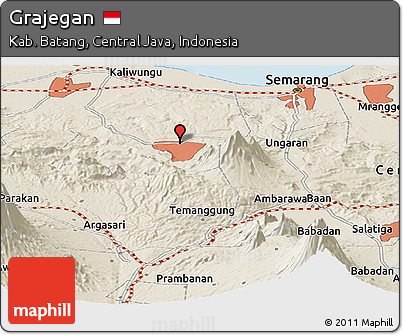 Shaded Relief Panoramic Map of Grajegan