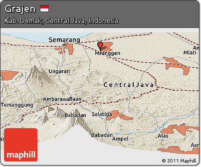 Shaded Relief Panoramic Map of Grajen