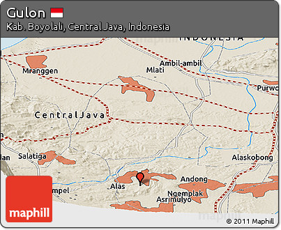 Shaded Relief Panoramic Map of Gulon
