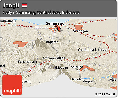 Shaded Relief Panoramic Map of Jangli