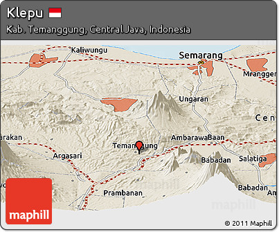 Shaded Relief Panoramic Map of Klepu
