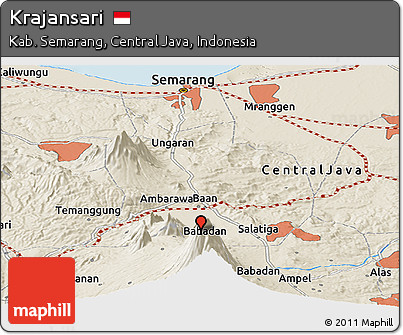 Shaded Relief Panoramic Map of Krajansari
