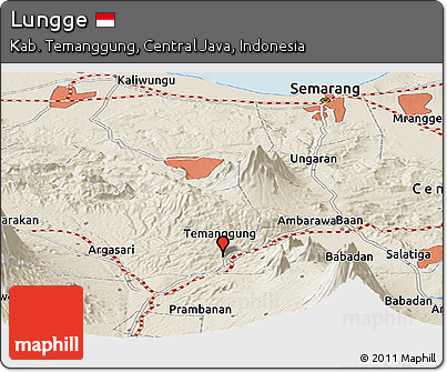 Shaded Relief Panoramic Map of Lungge