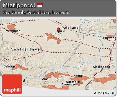 Shaded Relief Panoramic Map of Mlatiponcol