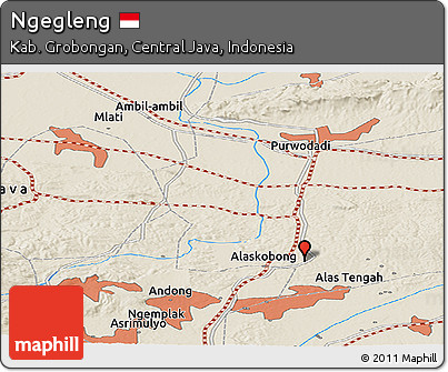 Shaded Relief Panoramic Map of Ngegleng