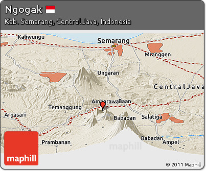 Shaded Relief Panoramic Map of Ngogak