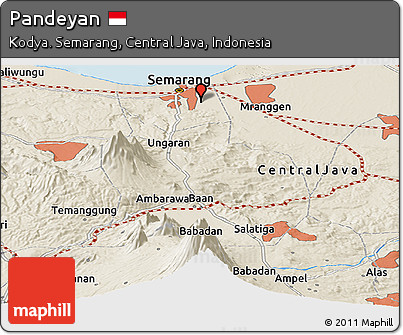 Shaded Relief Panoramic Map of Pandeyan