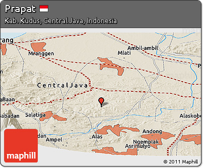 Shaded Relief Panoramic Map of Prapat