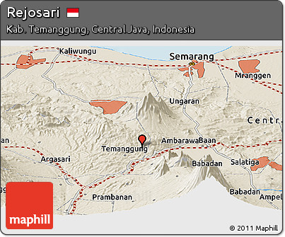 Shaded Relief Panoramic Map of Rejosari