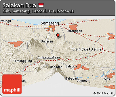Shaded Relief Panoramic Map of Salakan Dua