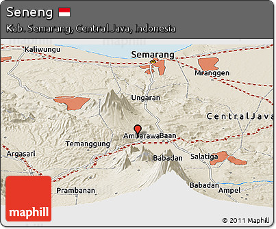 Shaded Relief Panoramic Map of Seneng
