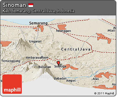 Shaded Relief Panoramic Map of Sinoman