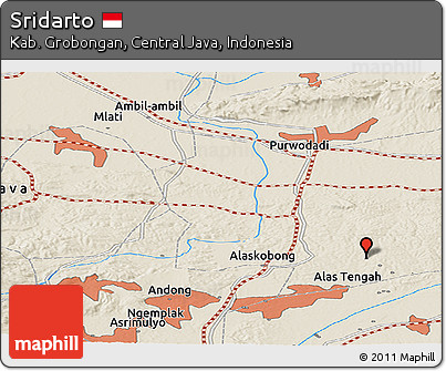 Shaded Relief Panoramic Map of Sridarto