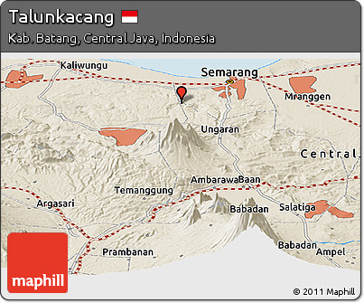 Shaded Relief Panoramic Map of Talunkacang
