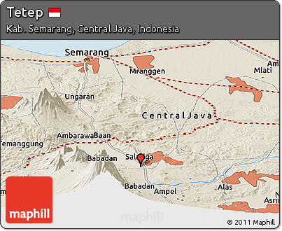 Shaded Relief Panoramic Map of Tetep