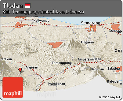 Shaded Relief Panoramic Map of Tlodan