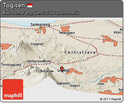Shaded Relief Panoramic Map of Togiten