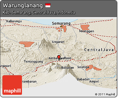 Shaded Relief Panoramic Map of Warunglanang