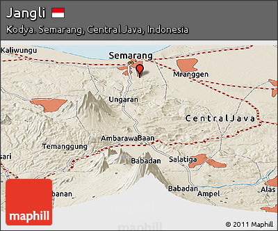 Shaded Relief Panoramic Map of Jangli
