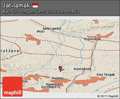 Shaded Relief Panoramic Map of Jatilamak