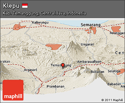 Shaded Relief Panoramic Map of Klepu