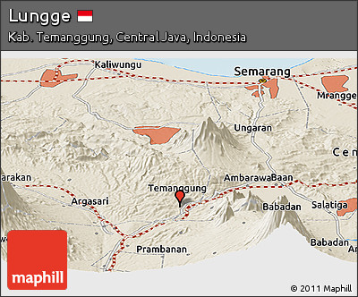 Shaded Relief Panoramic Map of Lungge