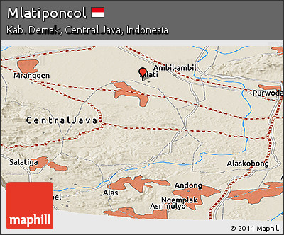 Shaded Relief Panoramic Map of Mlatiponcol