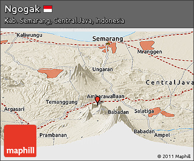 Shaded Relief Panoramic Map of Ngogak