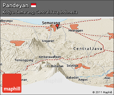 Shaded Relief Panoramic Map of Pandeyan