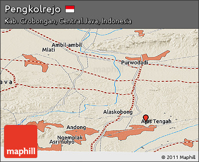 Shaded Relief Panoramic Map of Pengkolrejo