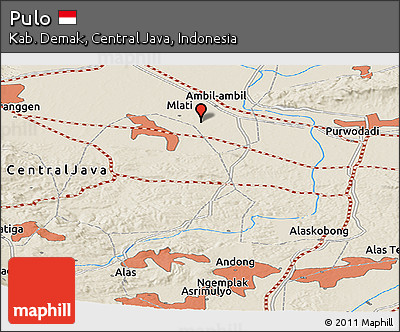 Shaded Relief Panoramic Map of Pulo