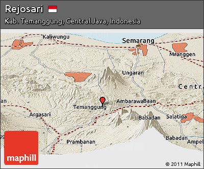 Shaded Relief Panoramic Map of Rejosari